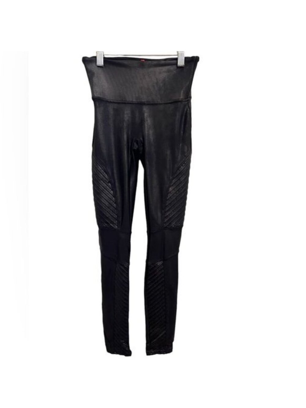 SPANX Faux Leather Moto Legging Very Black Size Small